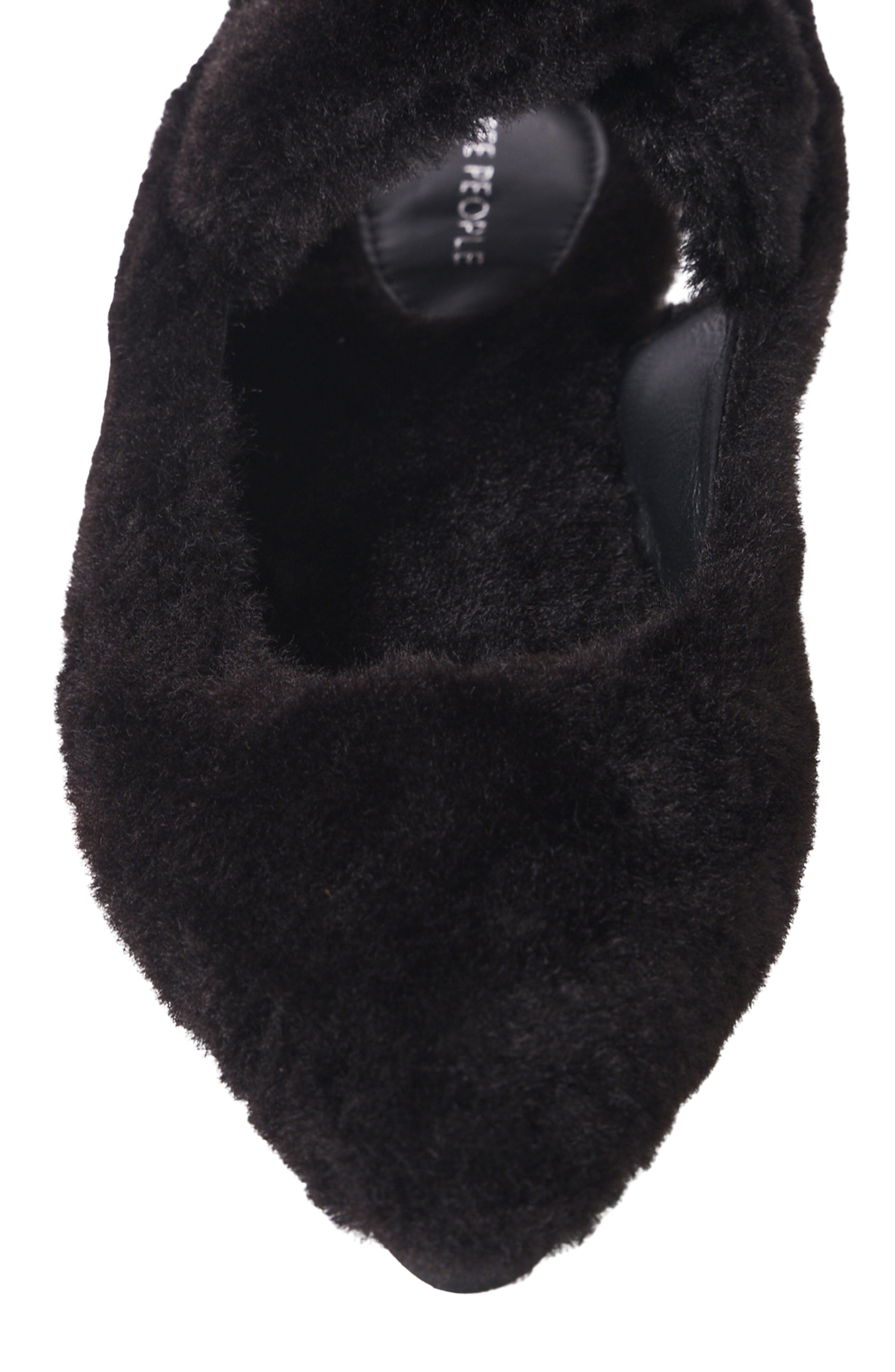 Free People Parisa Faux Shearling Ankle Strap Flat, Alternate, color, Black Shearling