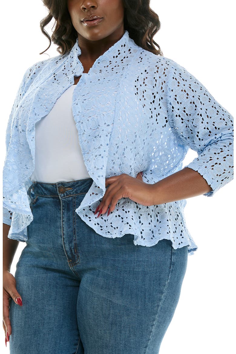 Lace Three-Quarter Sleeve Bolero, Alternate, color, BLUE
