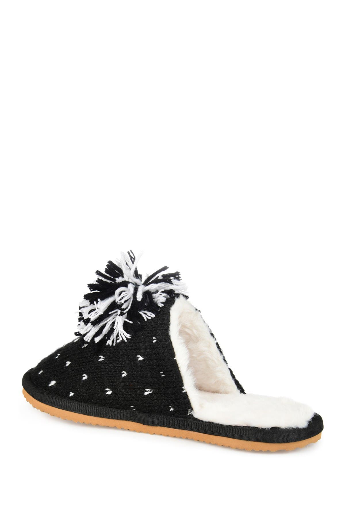 Journee Collection JOURNEE Stardust Pompom Slipper, Alternate, color, Black