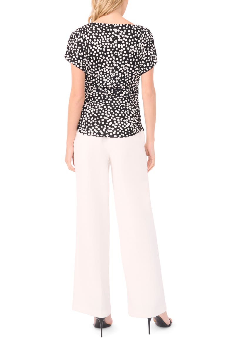 Shirred Dolman Short Sleeve Ponte Top, Alternate, color, RICH BLACK