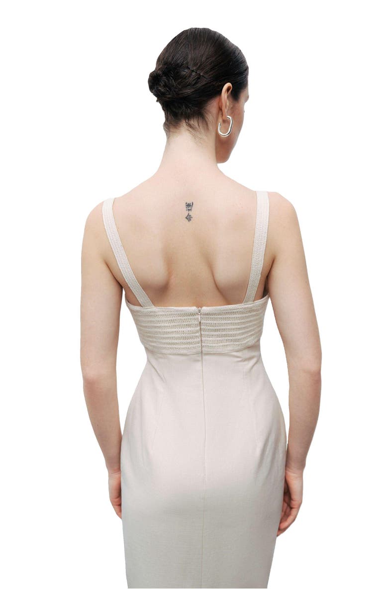 Nocturne Linen Brode Detailed Sweetheart Maxi Dress, Alternate, color, 