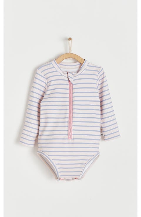 Premium Quality Stripes Long Sleeve 1- Piece Rashguard for Infant