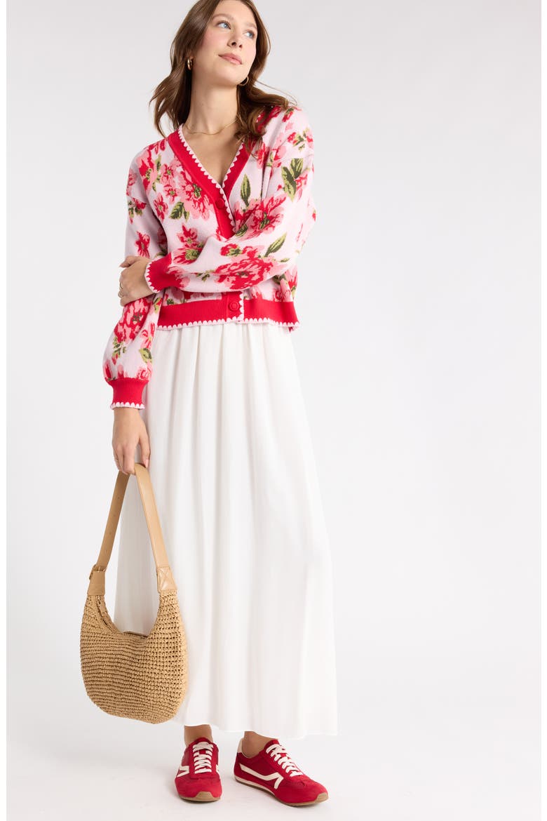 Floral Button Up Cardigan, Alternate, color, PINK RED FLORAL JQRD