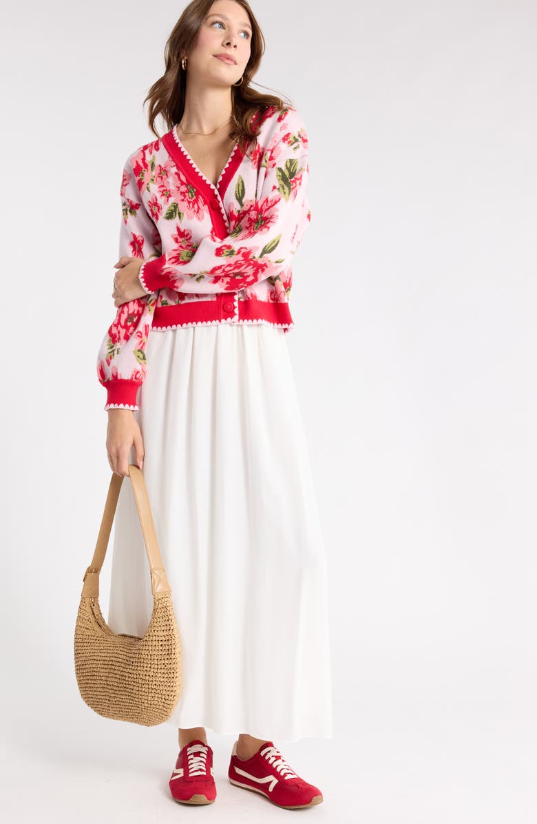 1901 Floral Button Up Cardigan, Alternate, color, Pink Red Floral Jqrd