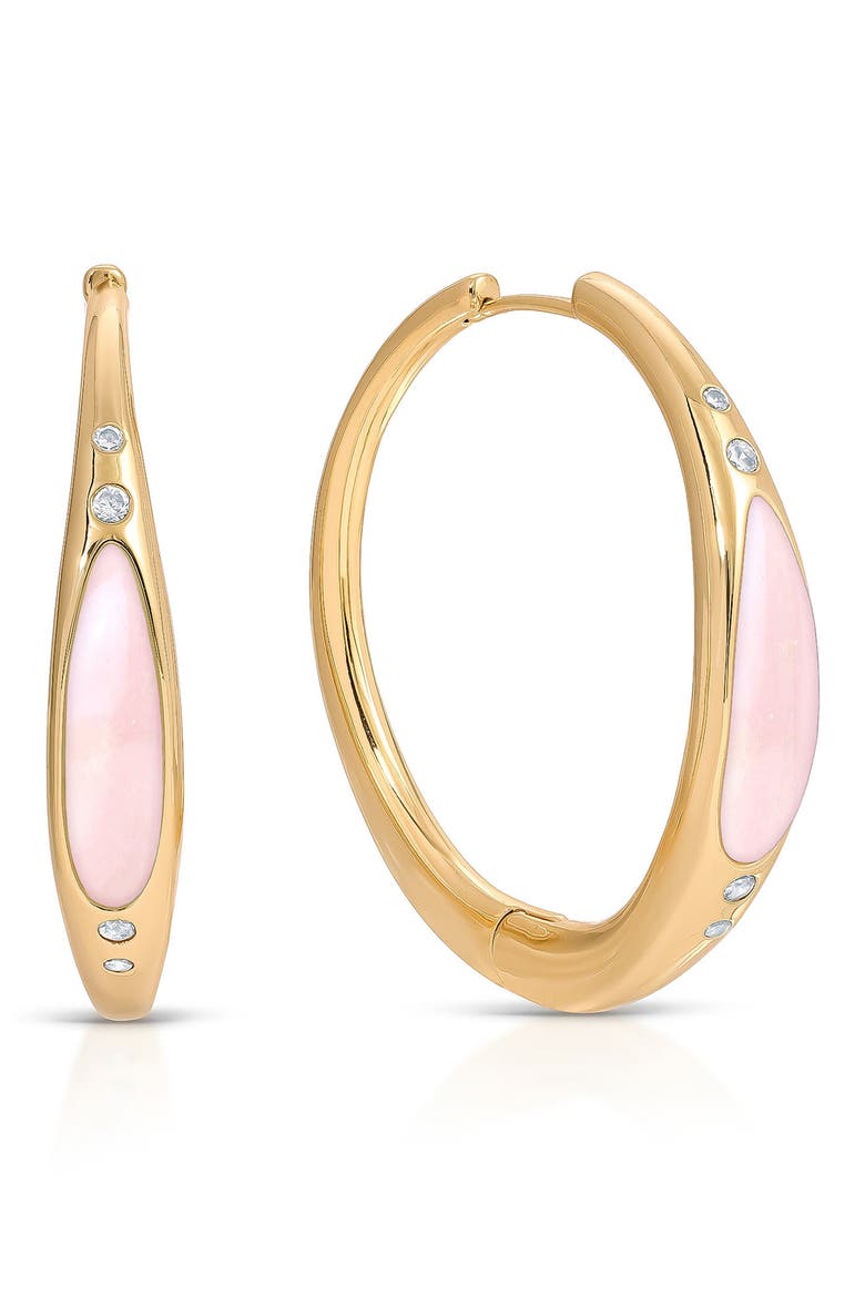 Solstice Hoop Earrings, Alternate, color, ROSE QUARTZ