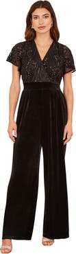 Yumi Wrap Sequin Embellished Velvet Jumpsuit