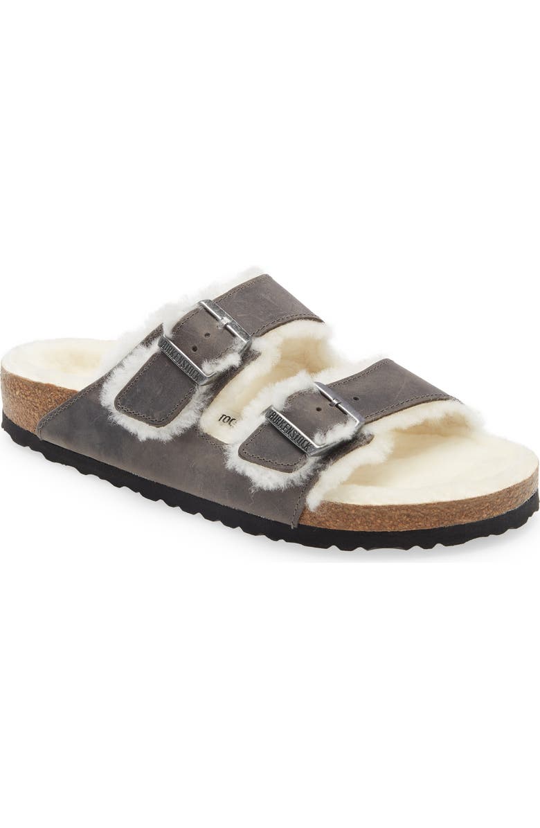 Birkenstock Arizona Genuine Shearling Slide Sandal, Main, color,