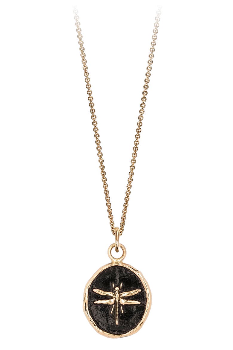 Dragonfly Pendant Necklace, Main, color, YELLOW GOLD