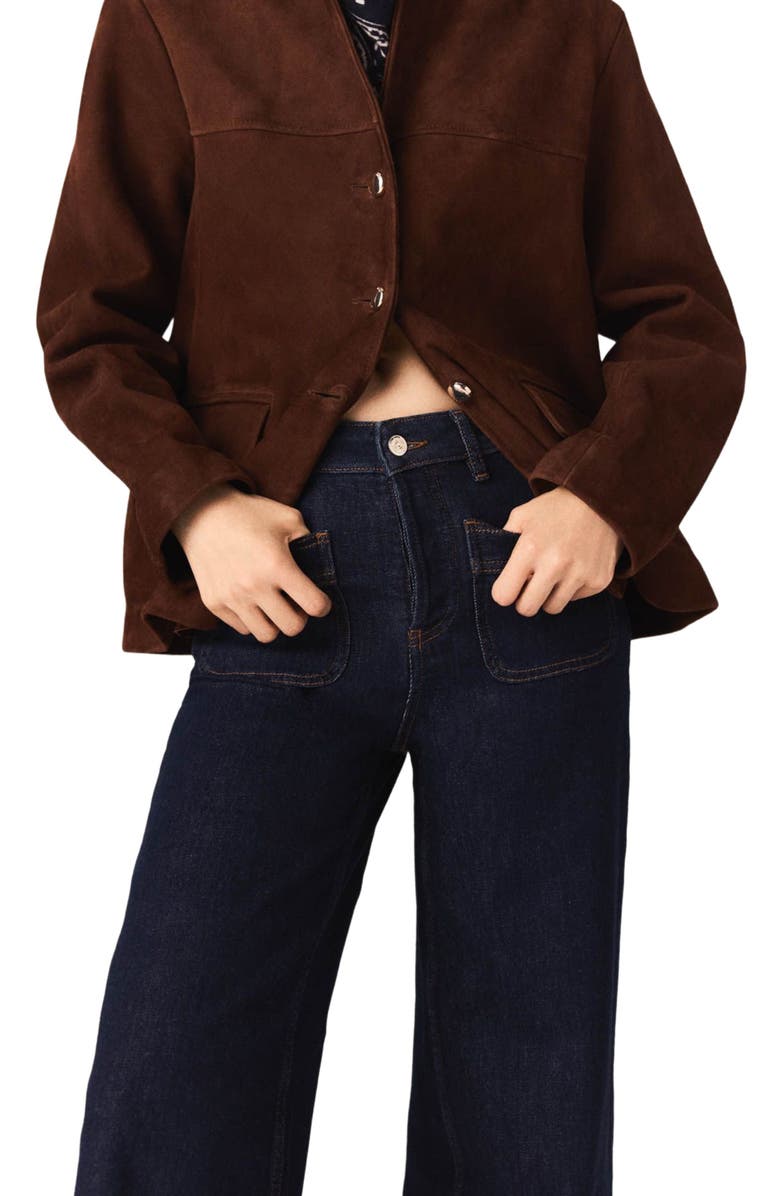 maje Wide jeans with patch pockets, Alternate, color, Navy