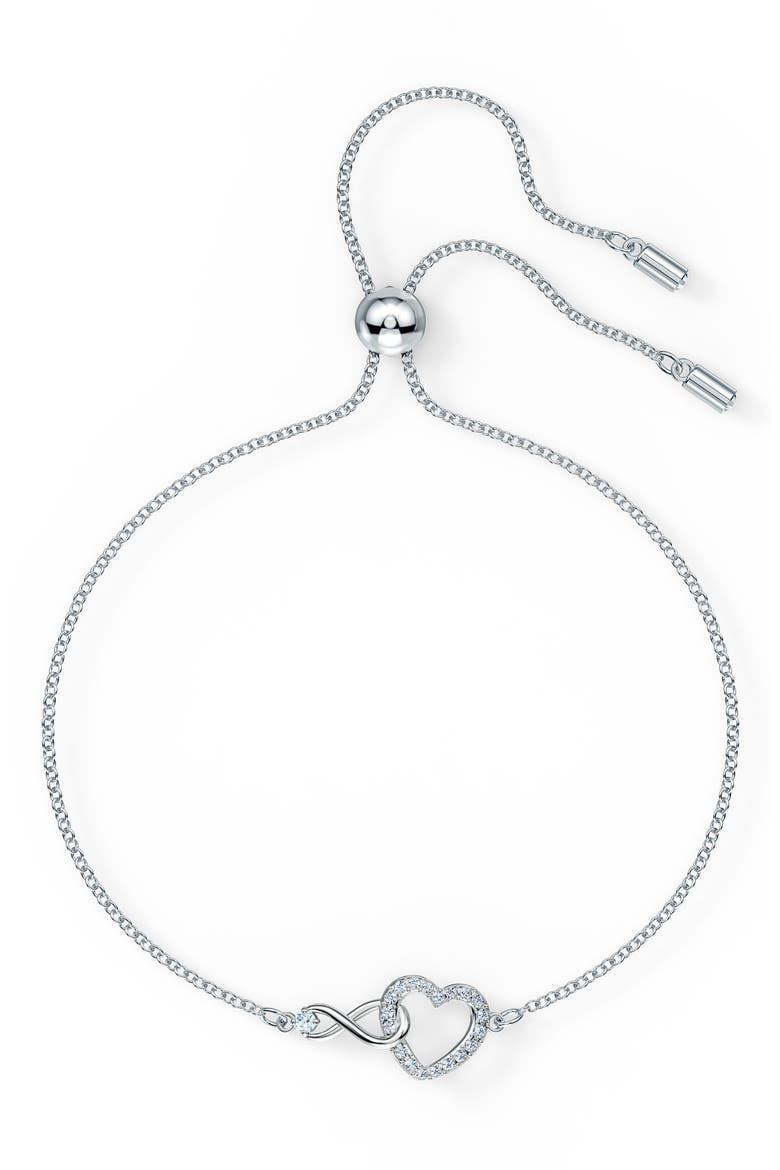 Hyperbola Swarovski Crystal Heart Bracelet, Alternate, color, WHITE