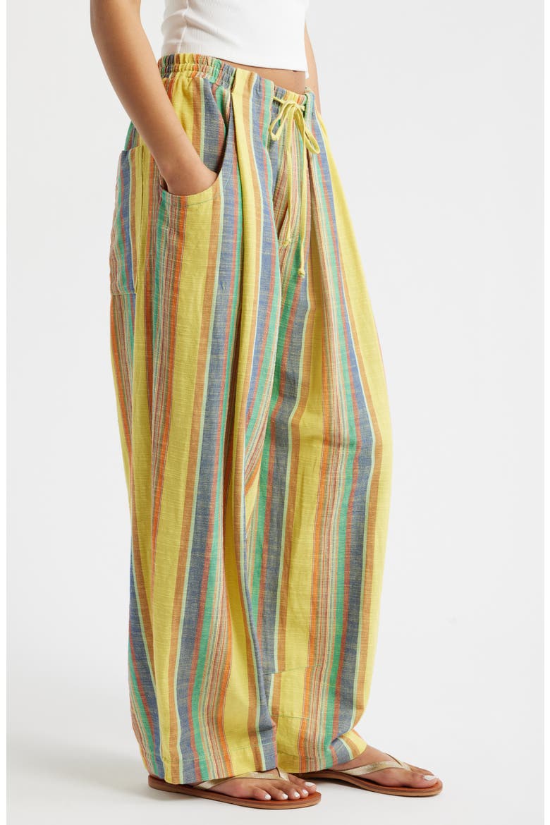 Chambers Stripe Drawstring Linen & Cotton Pants, Alternate, color, BUTTER YELLOW COMBO