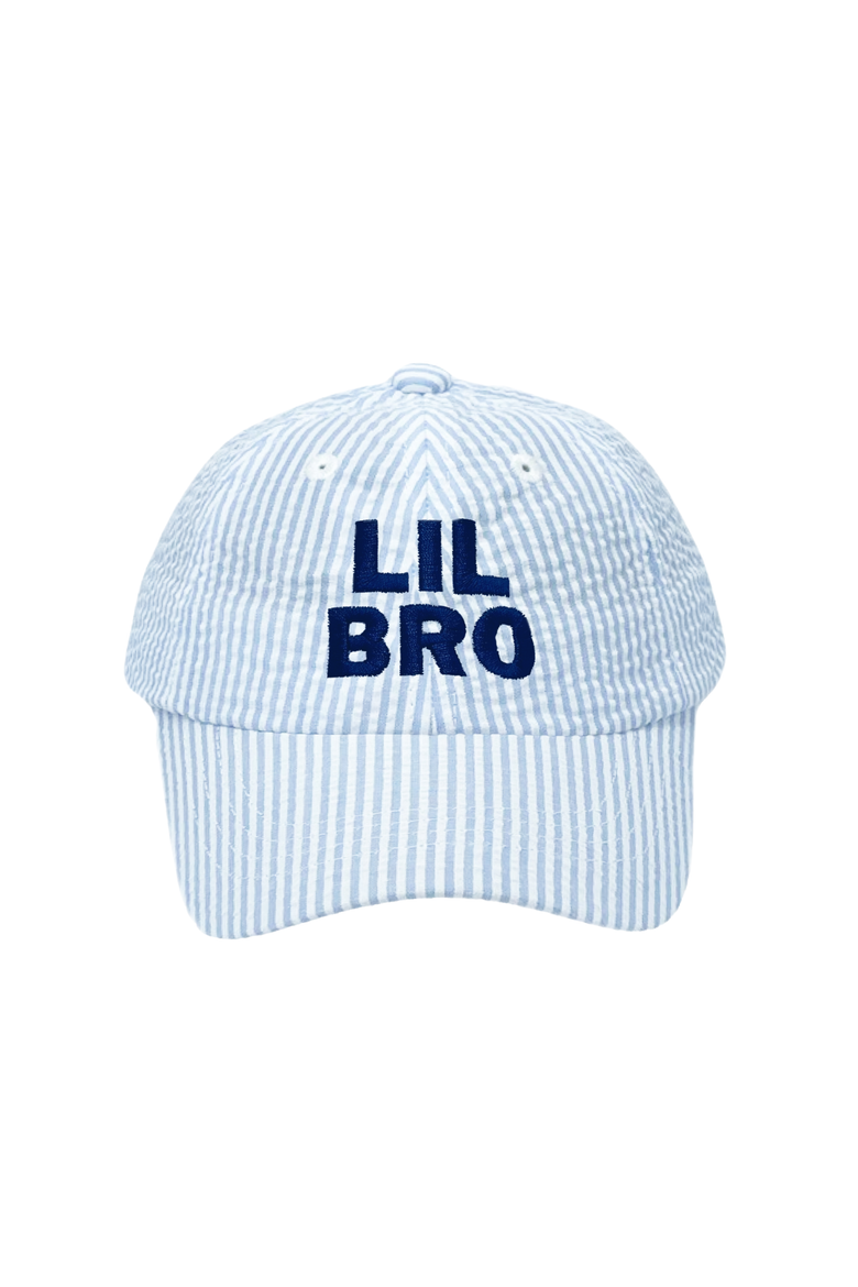 Lil Bro Seersucker Baseball Hat, Main, color, Blue
