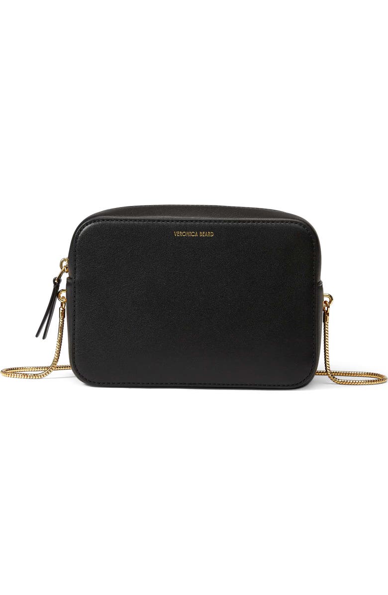 Veronica Beard Boxy Chain Leather Crossbody Bag, Main, color, Black