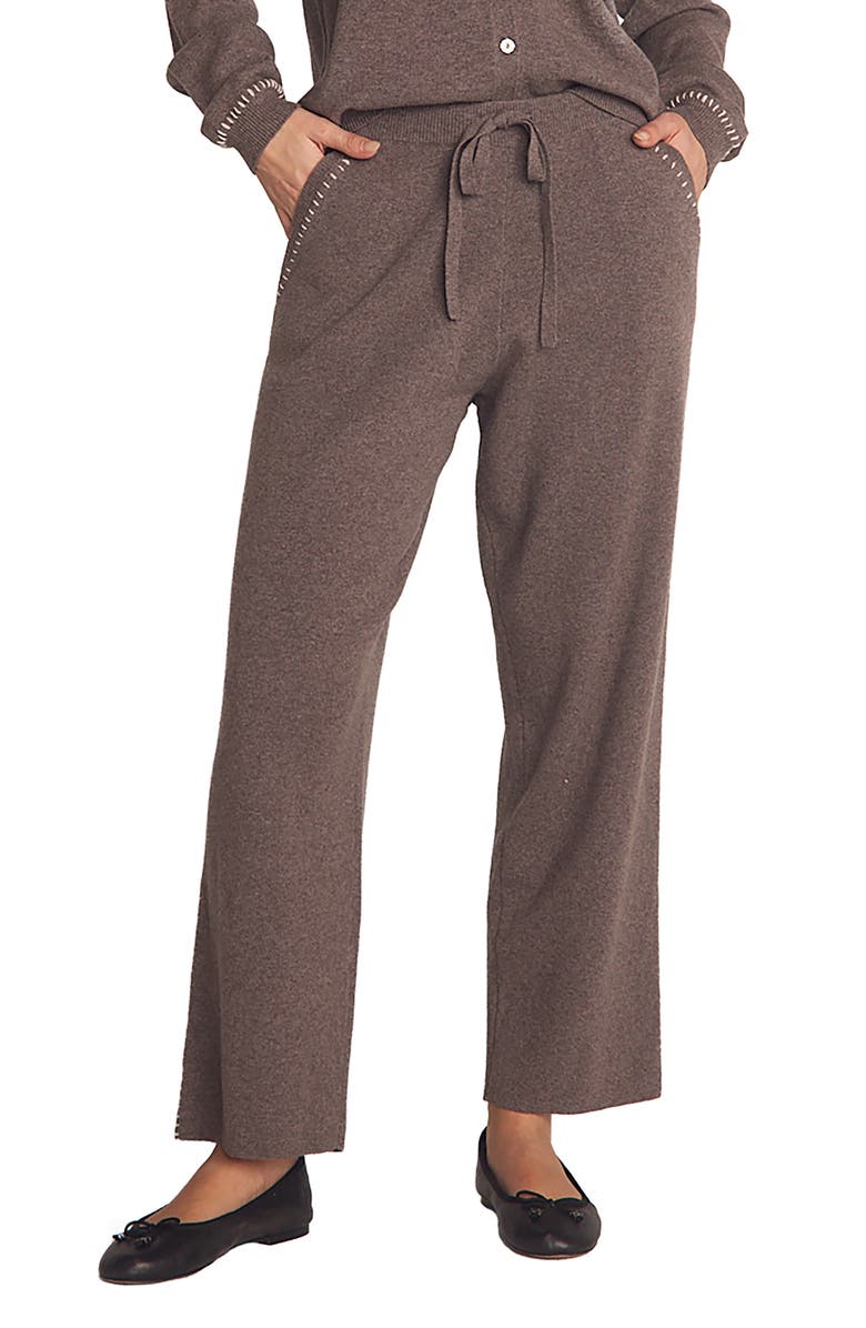 Bella Dahl Whipstitch Straight Leg Sweater Pants, Main, color, Heather Smoke