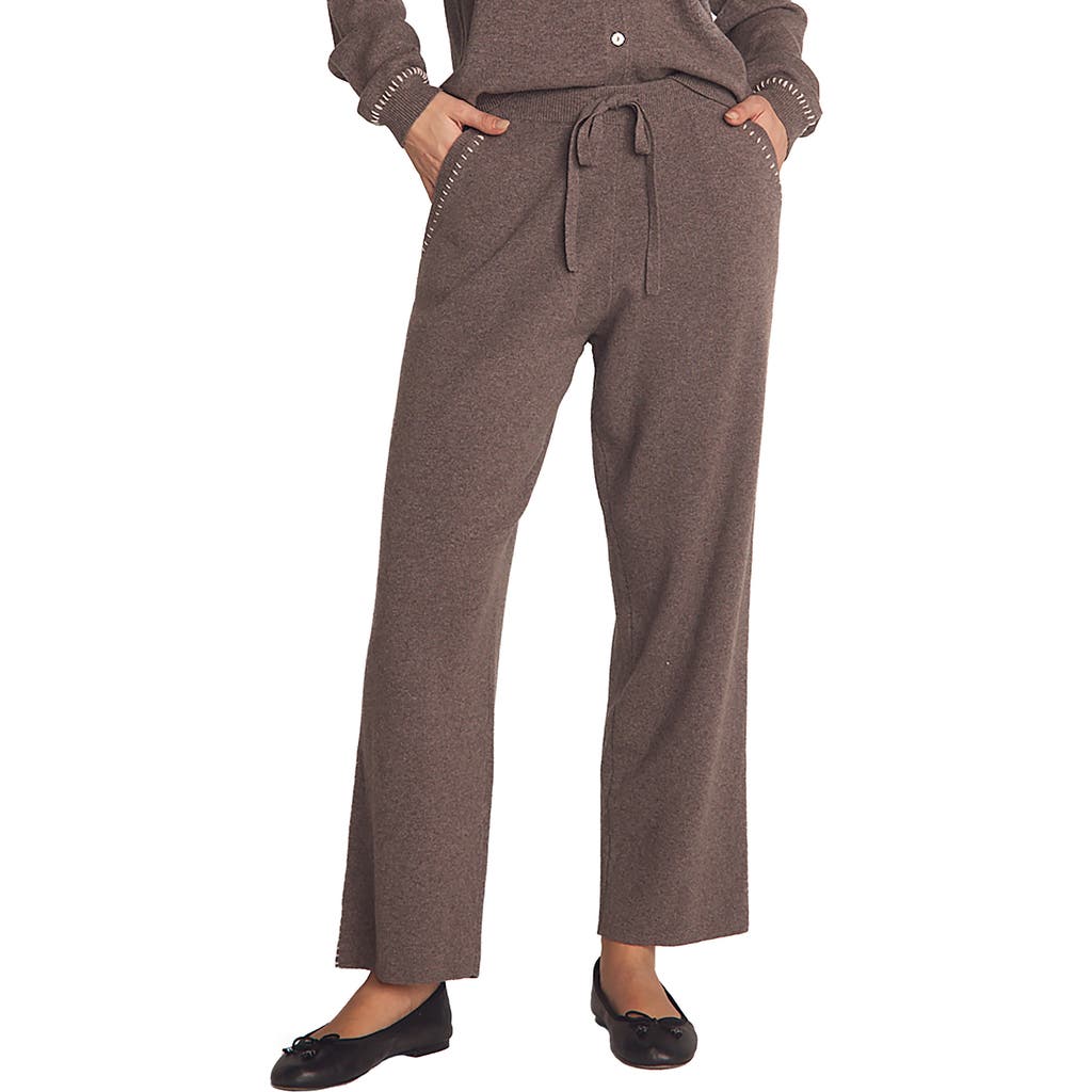 Bella Dahl Whipstitch Straight Leg Sweater Pants In Brown