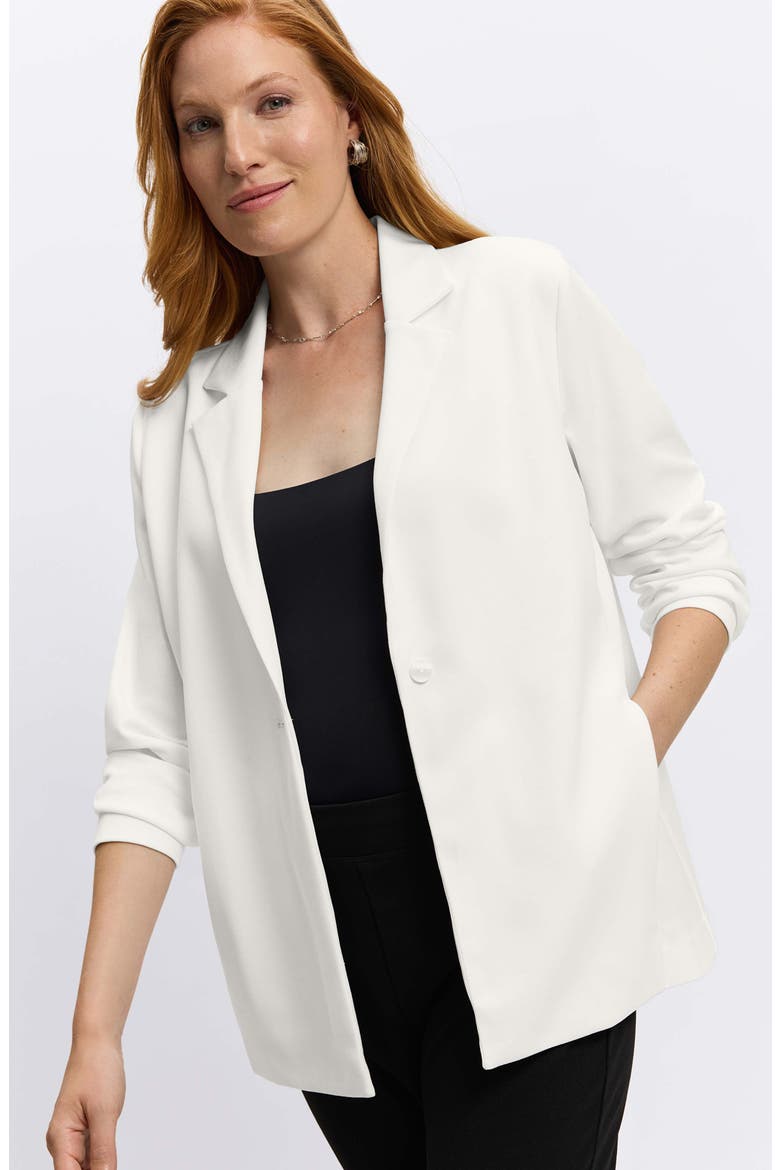 Morgan Crepe Knit Blazer, Alternate, color, ECRU