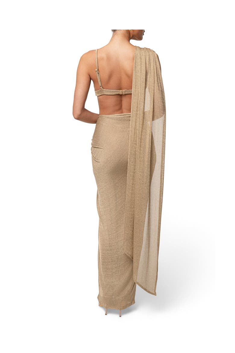Noelia Metallic Slit Skirt, Alternate, color, Gold