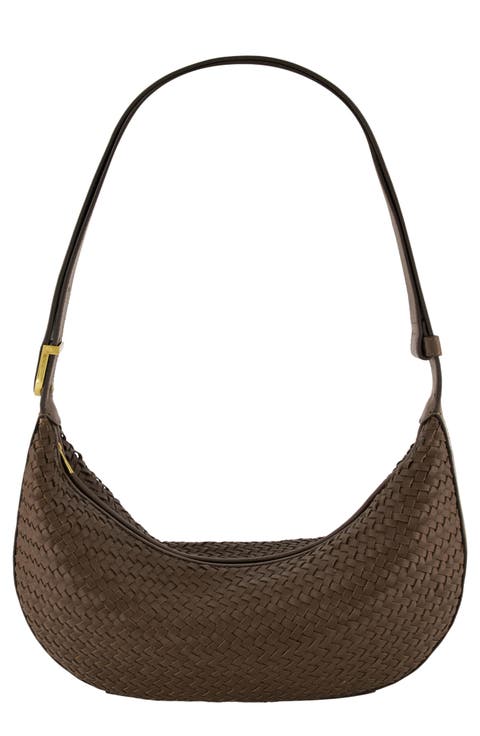 Small Eris Woven Leather Hobo Bag