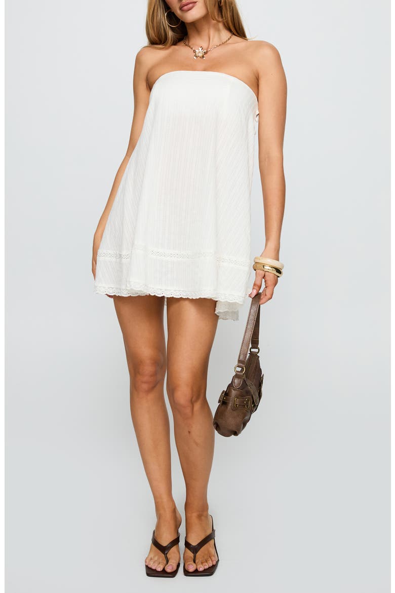 Strapless Swing Cotton Minidress, Main, color, WHITE