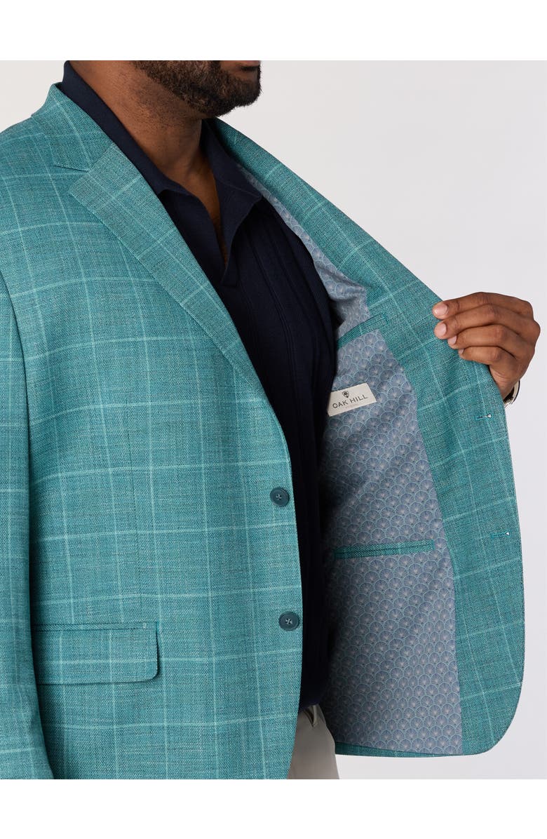 Oak Hill by DXL Big & Tall  Textured Windowpane Sport Coat, Alternate, color, Teal