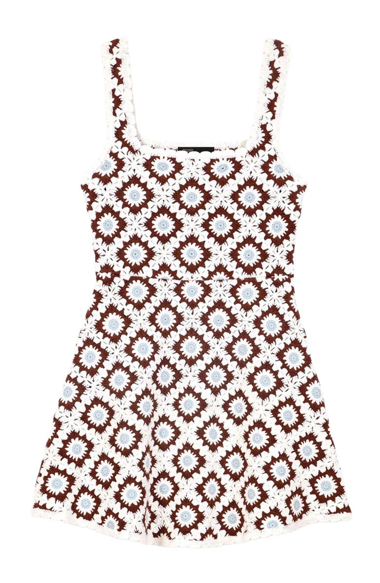 maje Floral crochet dress, Alternate, color, Brown/Blue
