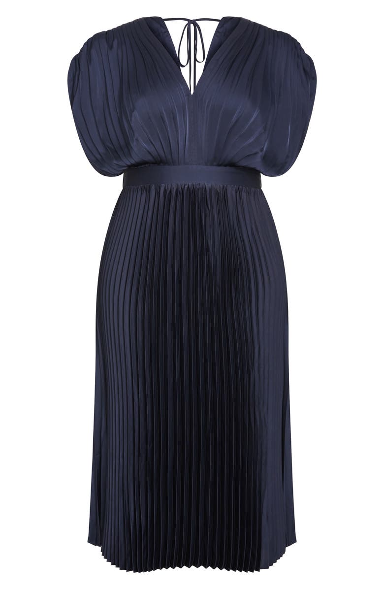 City Chic Henley Pleated Maxi Dress, Alternate, color, Navy