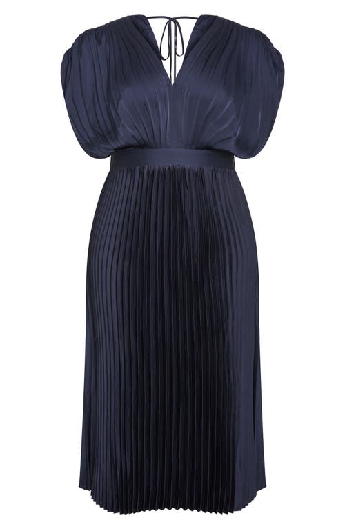 City Chic Henley Pleated Maxi Dress In Navy