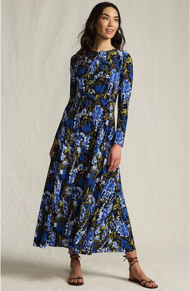 Lands' End Silky Knit Ruched Maxi Dress, Main, color, 