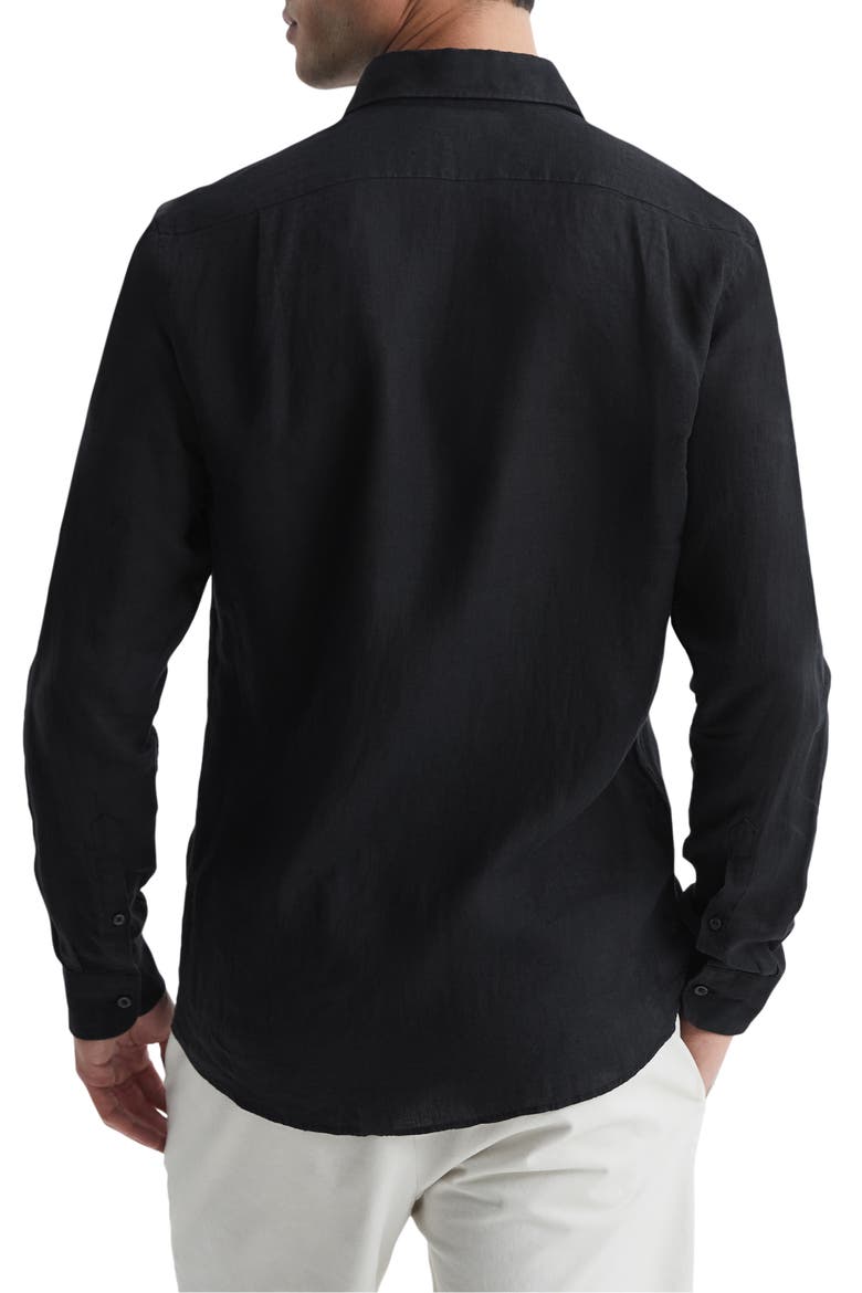 Ruban Linen Button-Up Shirt, Alternate, color, BLACK