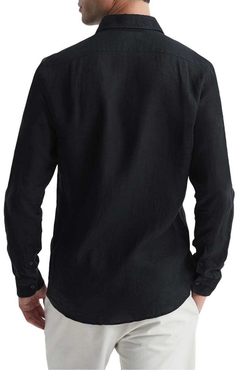 Reiss Ruban Linen Button-Up Shirt, Alternate, color, Black