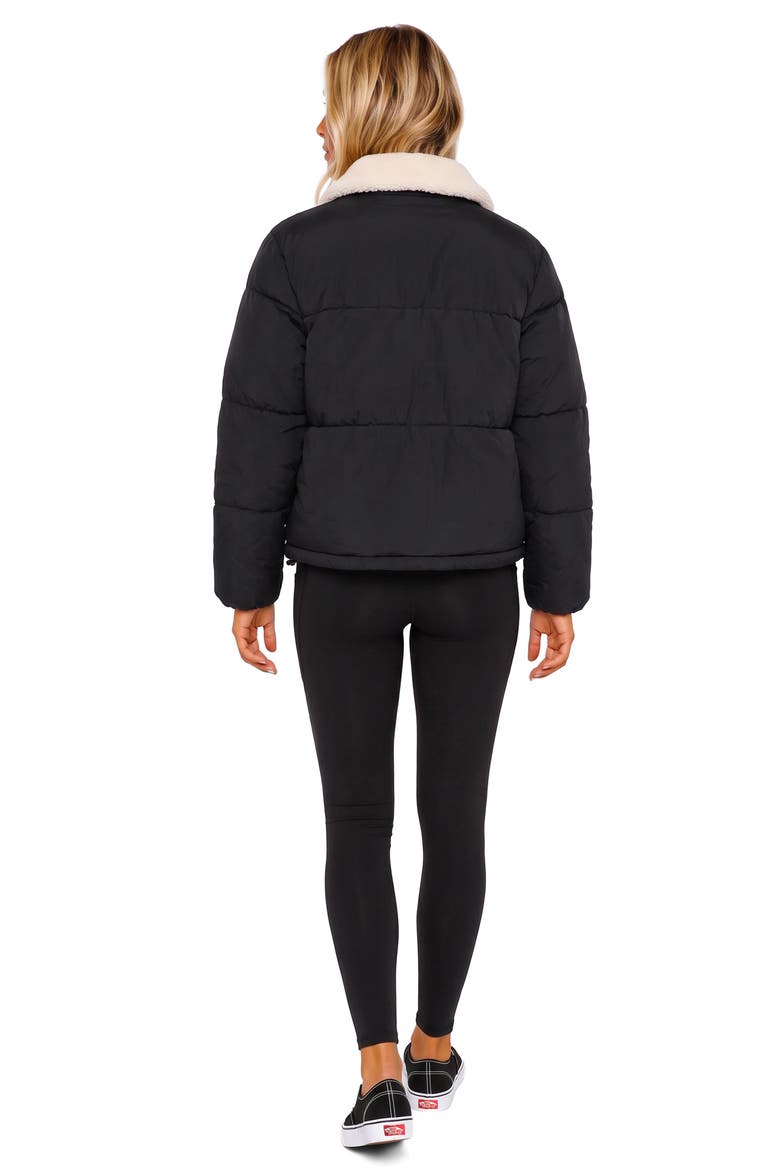 Ryan Faux Fur Collar Puffer Jacket, Alternate, color, BLK