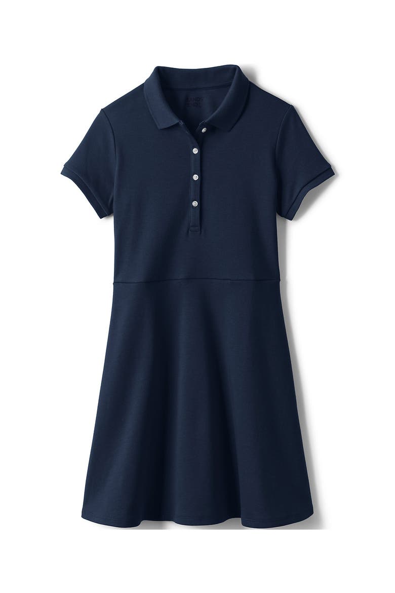 Girls Short Sleeve Interlock Polo Dress, Alternate, color, Classic Navy