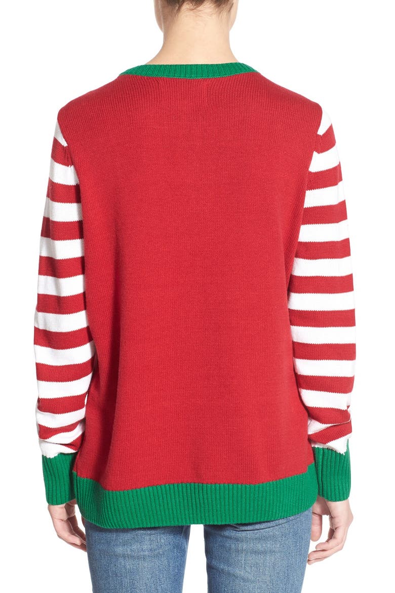 Light-Up Christmas Tree Sweater, Alternate, color, CAYENNE