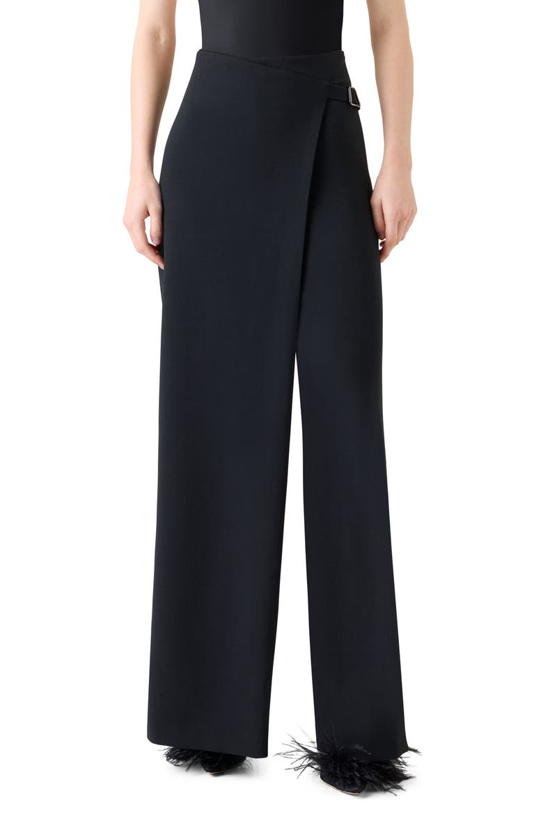 Foss Apron Front Wool Blend Pants, Main, color, BLACK