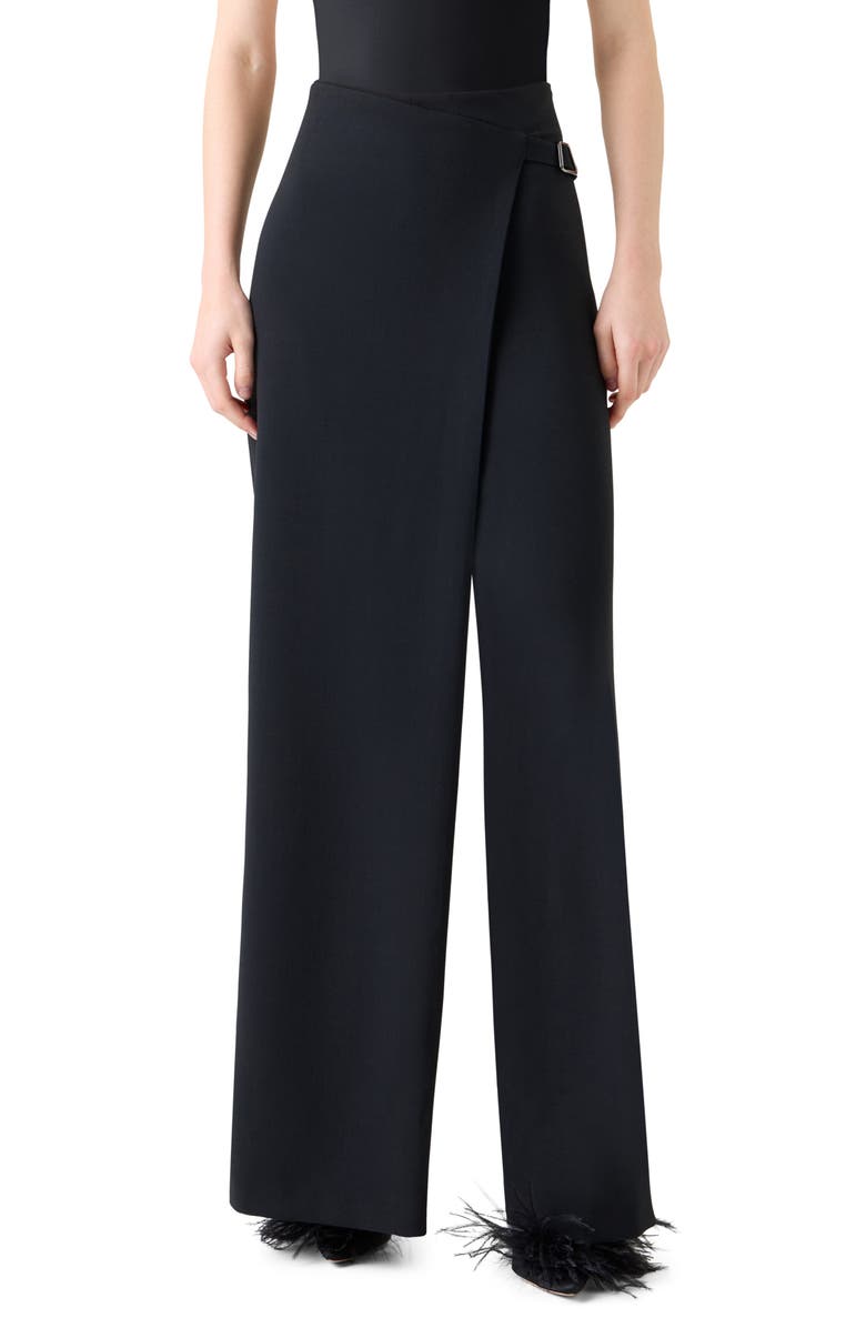 Akris Foss Apron Front Wool Blend Pants, Main, color, Black