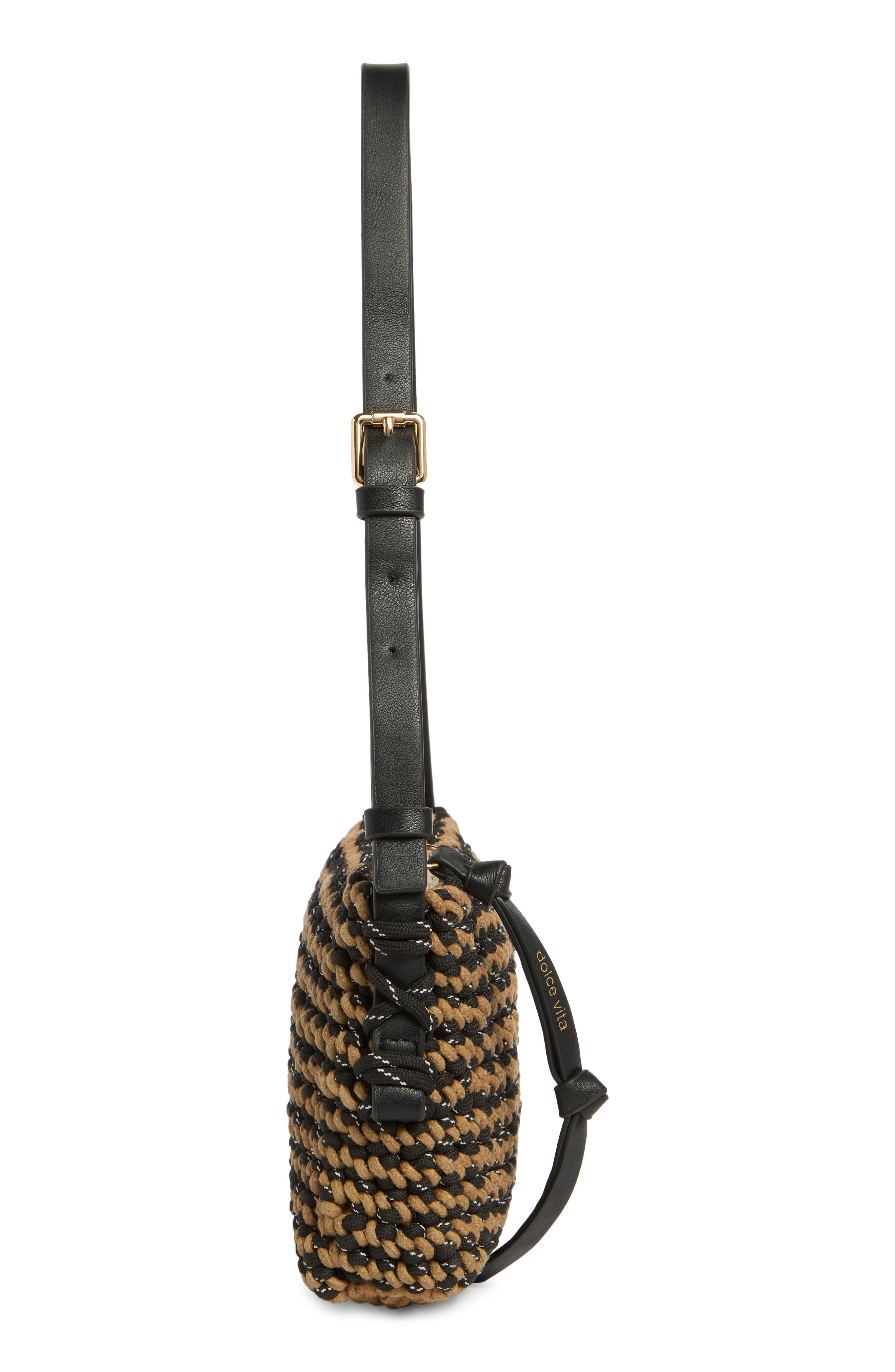 Dolce Vita Woven Shoulder Bag, Alternate, color, Black