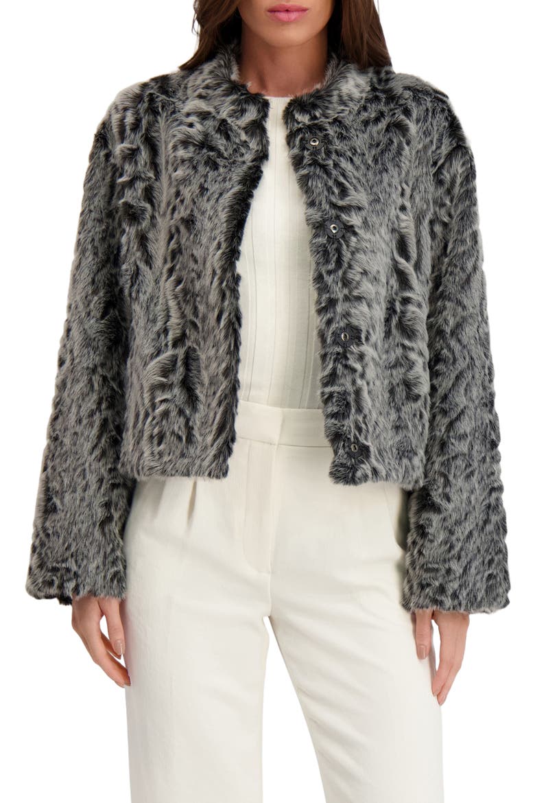 Fur-Free Lamb (Faux Fur) Jacket, Alternate, color, BLACK SNOWTOP