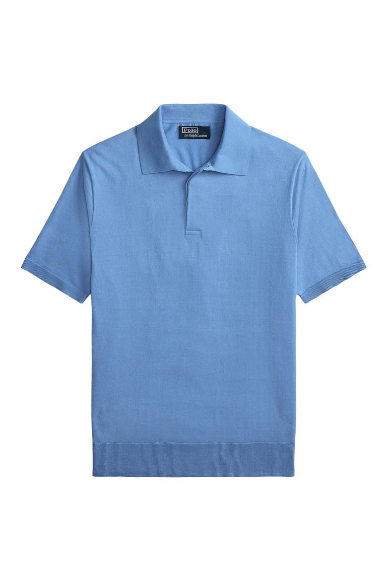Rib Trim Cotton Polo, Alternate, color, SKY BLUE