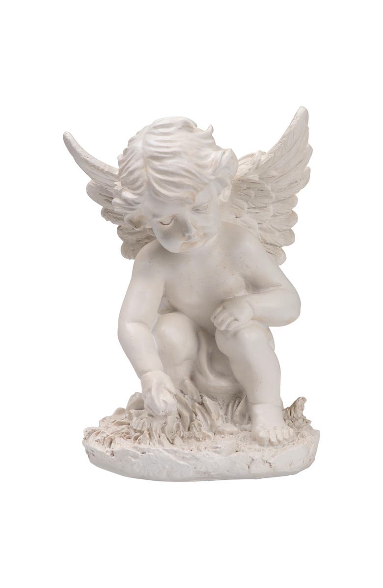 Northlight Reaching Cherub Angel Outdoor Garden Statue - 12", Main, color, Ivory