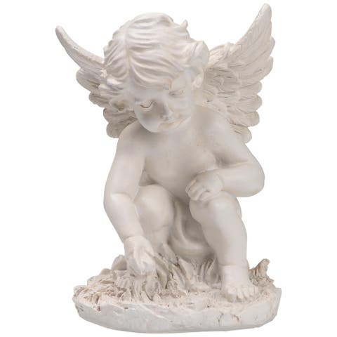Reaching Cherub Angel Outdoor Garden Statue - 12"