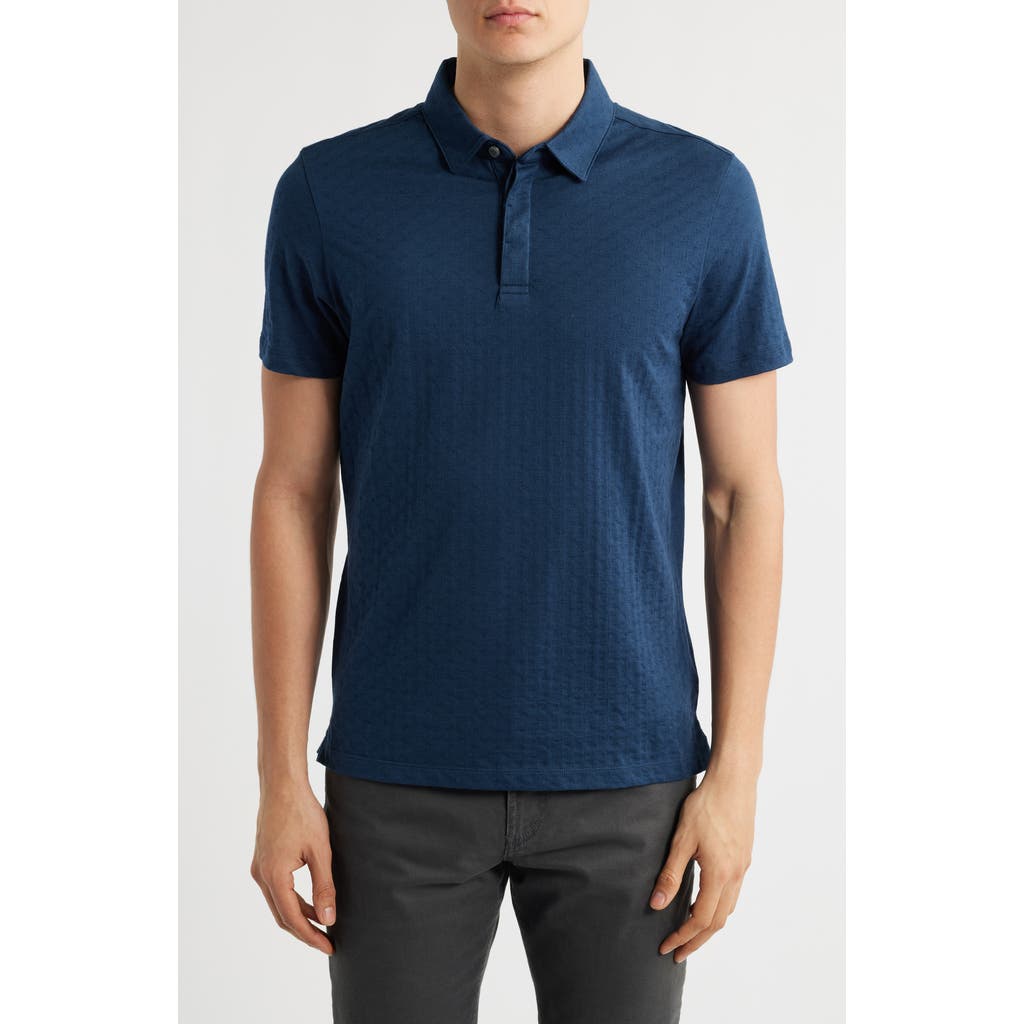 Robert Barakett Mirage Geo Jacquard Polo In Navy