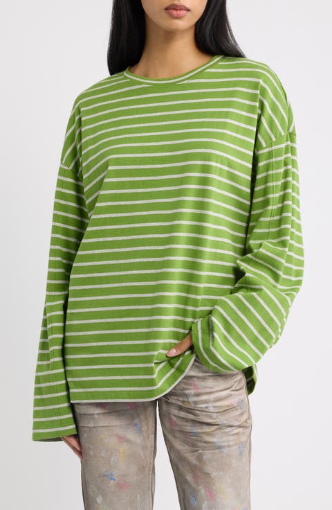 Oversize Stripe Long Sleeve T-Shirt