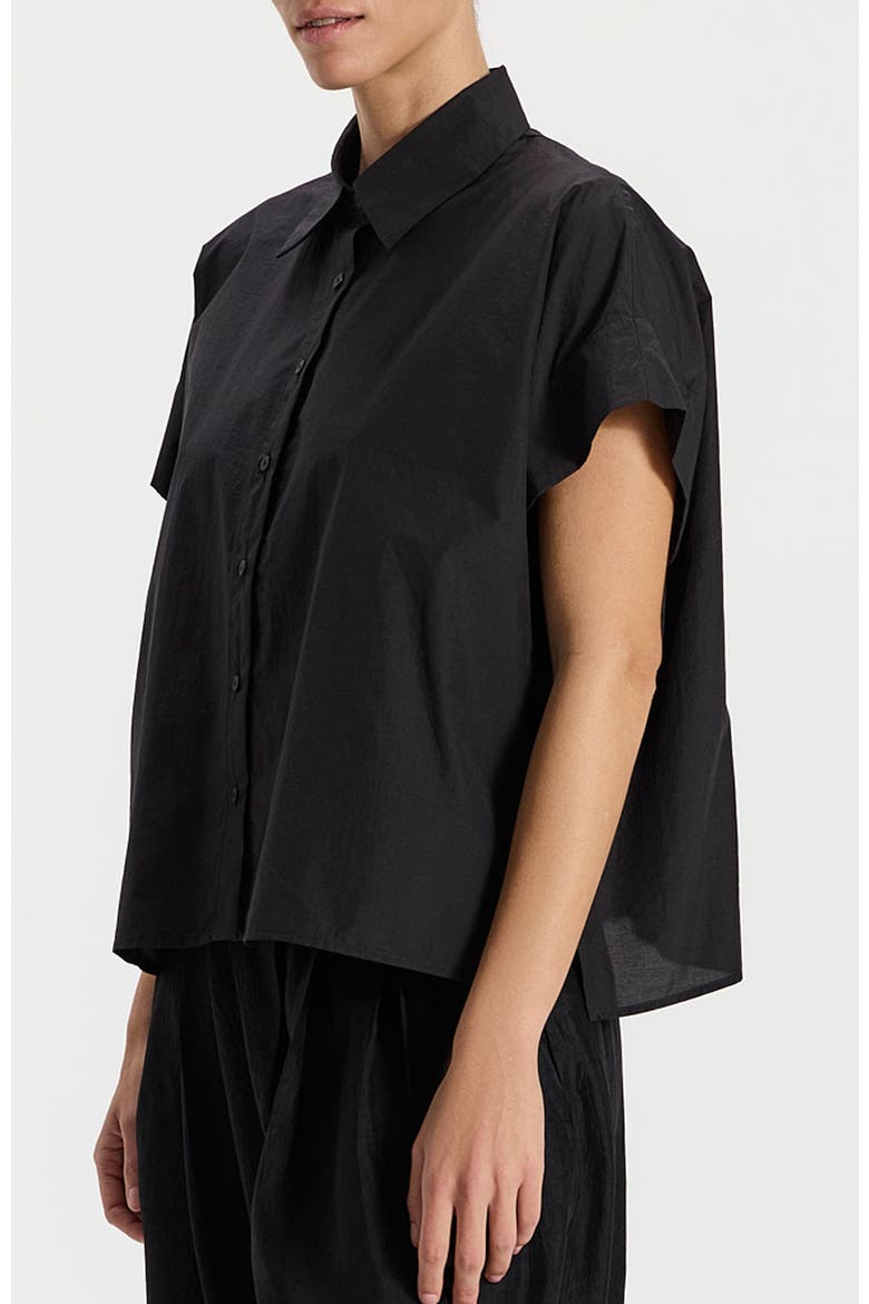 Gal Deep Black Relaxed Button-down Shirt, Alternate, color, Black