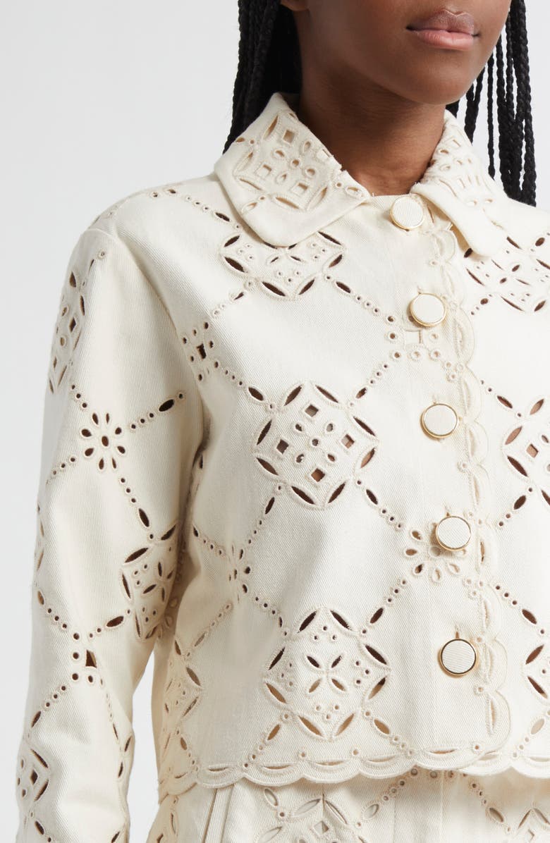 Veronica Beard Adelaide Stretch Cotton Eyelet Jacket, Alternate, color, 