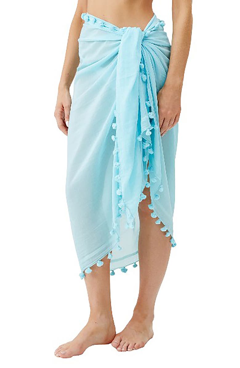 Melissa Odabash Tassel Cover-Up Pareo, Main, color, Sky