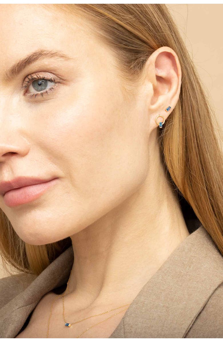 Oradina 14K Gold Bella Studs Earrings, Alternate, color, Yellow Gold - Rose Zirconia