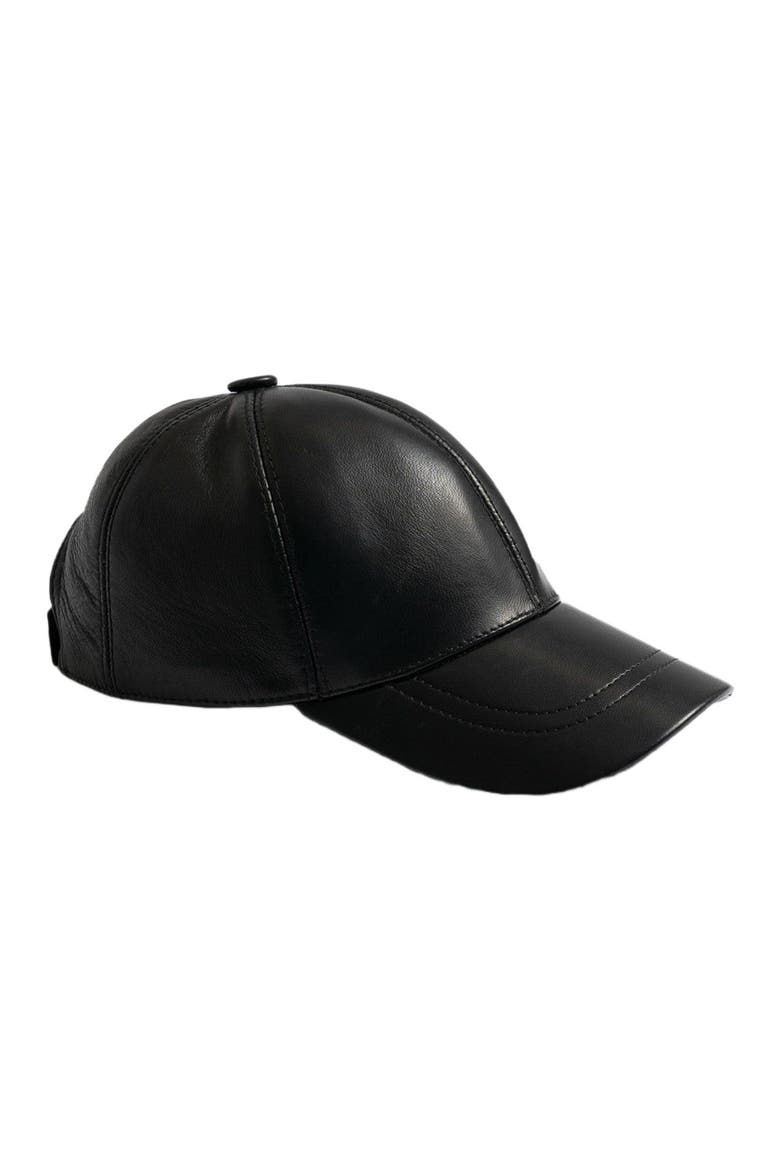 Avalon Leather Baseball Cap, Main, color, Black