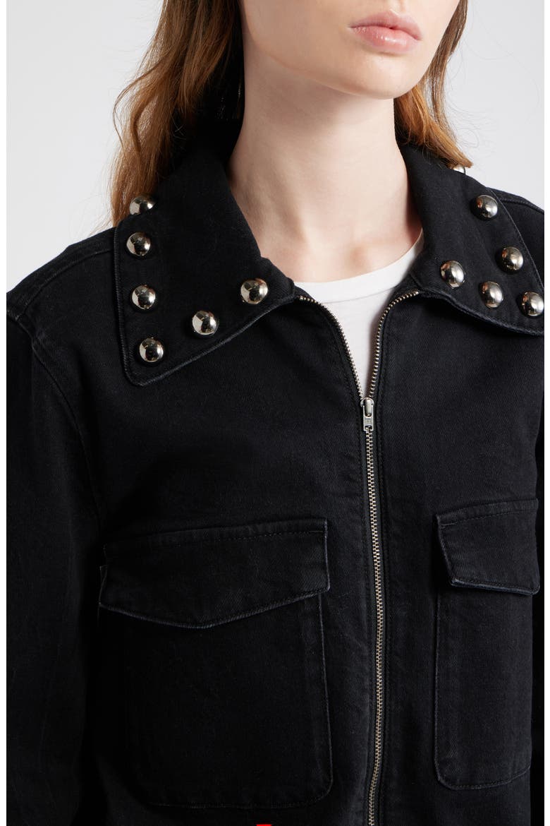 Roxbury Stud Detail Denim Jacket, Alternate, color, BLACK STONE STUDDED