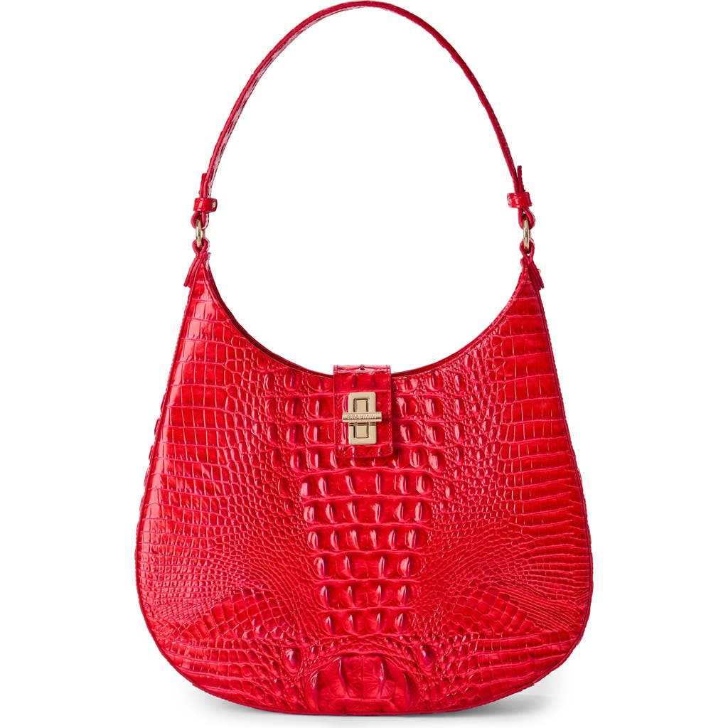 Brahmin Fallon Croc Embossed Leather Shoulder Bag