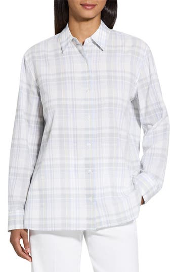 Theory Plaid Cotton & Linen Button-up Shirt In Multi